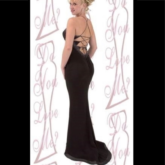 NWT Black sheer Formal gown with purple beading - Picture 2 of 6